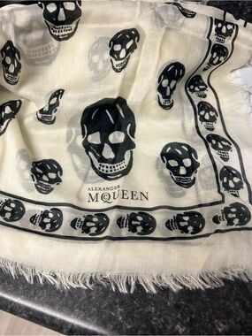 Alexander McQueen Black on Ivory Skull Print Wrap